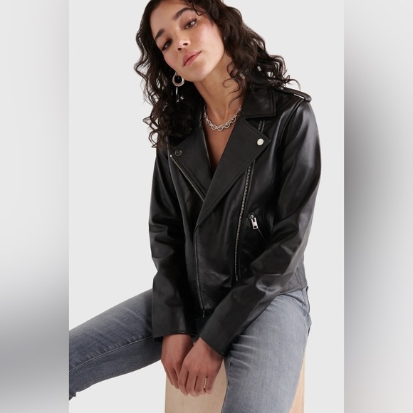 Lucky Brand Classic Lamb Leather Moto Jacket Euc